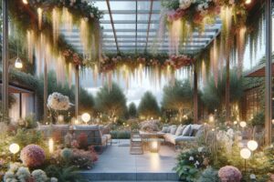 Pergola szklana z elementami drewna – połączenie klasyki i nowoczesności